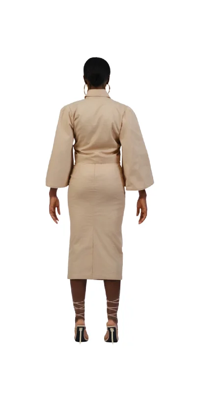 Chic Set - Beige (Midi Skirt + Crop Top)