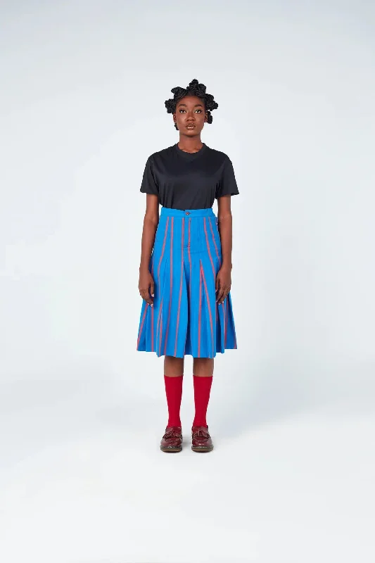 Izzy I High Waist Unisex Skirt - Blue/Red