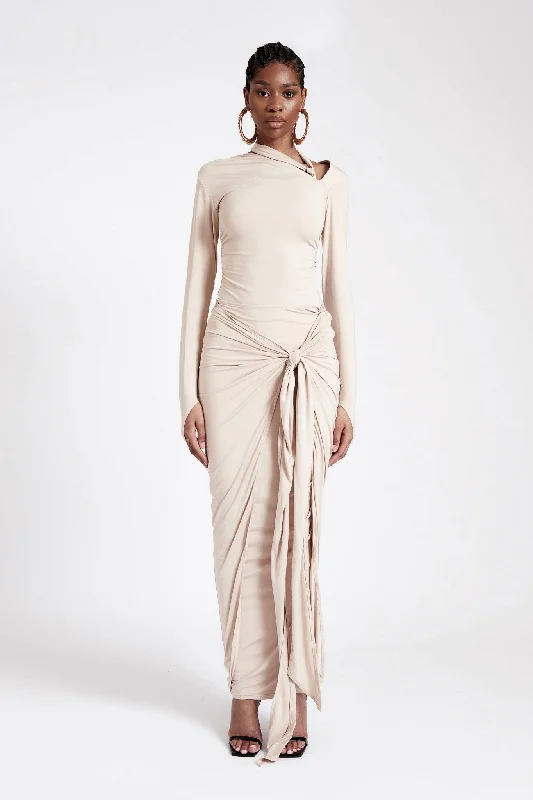 Sarong Batwing Maxi Skirt - Latte