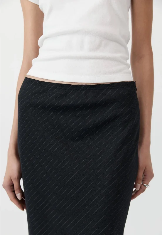 Pinstripe Maxi Skirt - Black