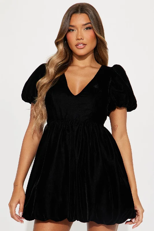 Always Bubble Velvet Micro Mini Dress - Black