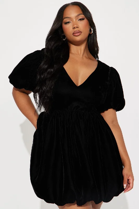 Always Bubble Velvet Micro Mini Dress - Black