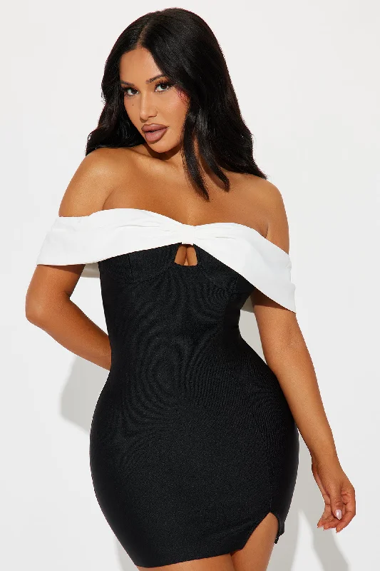 Ariella Bandage Micro Mini Dress - Black/White