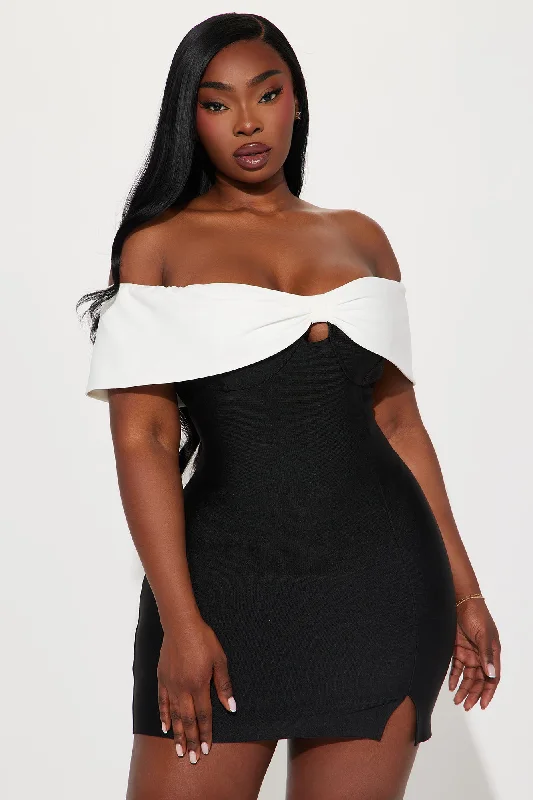 Ariella Bandage Micro Mini Dress - Black/White