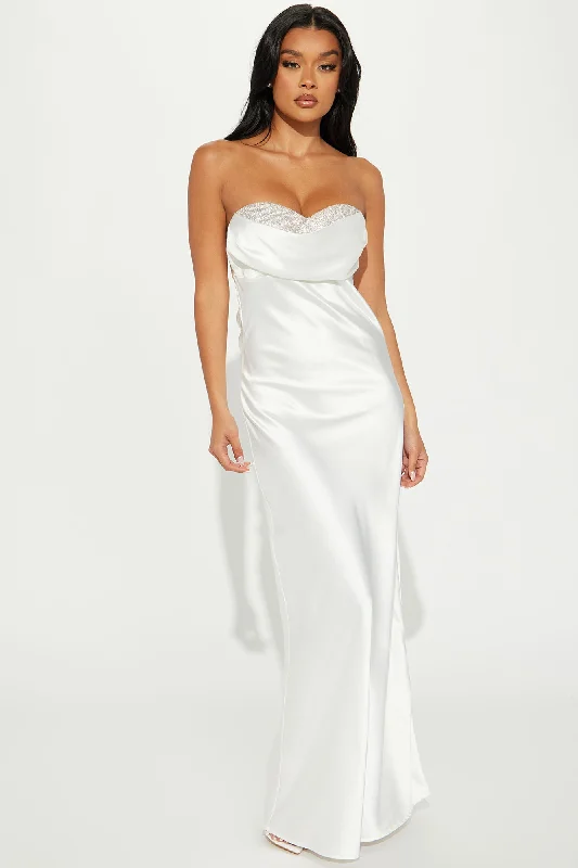 Ava Satin Gown - White