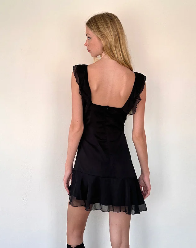 Binita Mini Dress in Chiffon Black