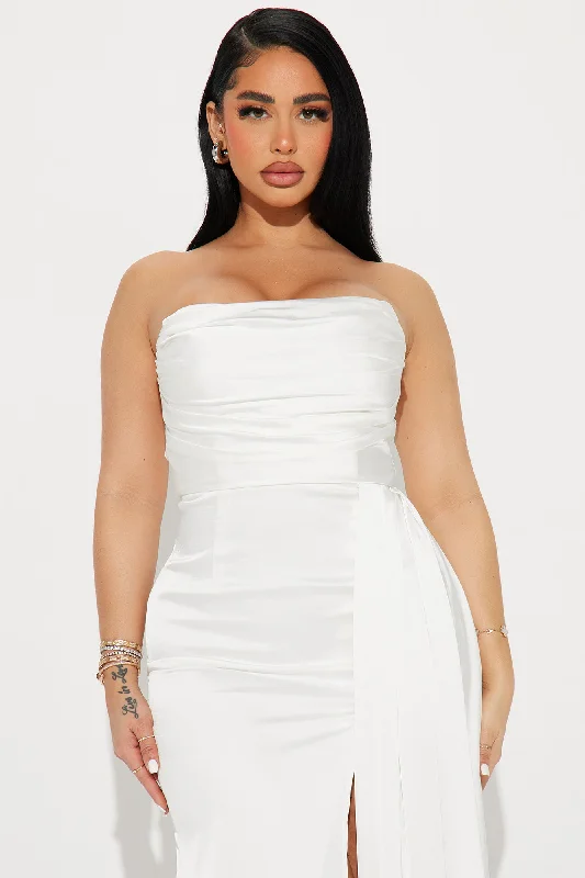 Clementine Satin Gown - White