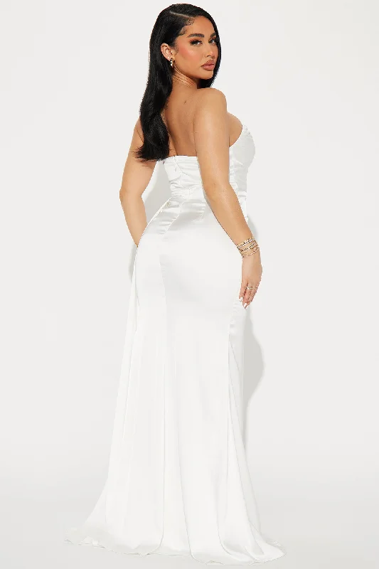 Clementine Satin Gown - White