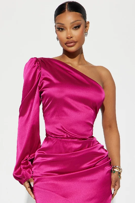 Dublin Satin Midi Dress - Hot Pink