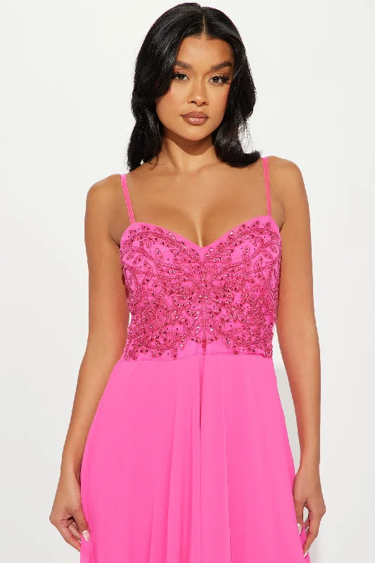 Gracie Chiffon Gown - Fuchsia