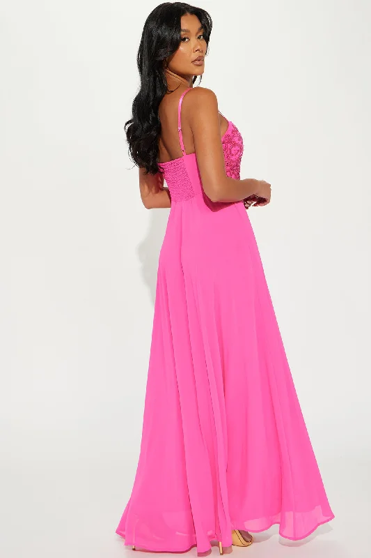 Gracie Chiffon Gown - Fuchsia