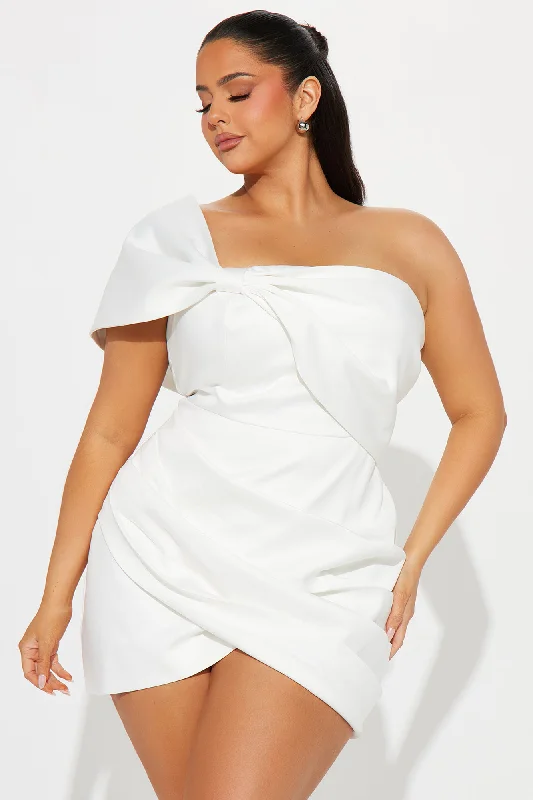 Having My Way Satin Mini Dress - White