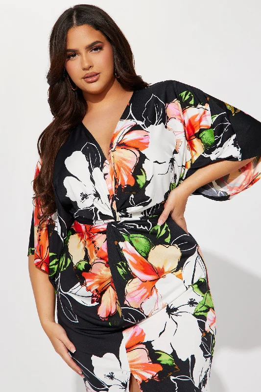 Heather Floral Maxi Dress - Black/combo