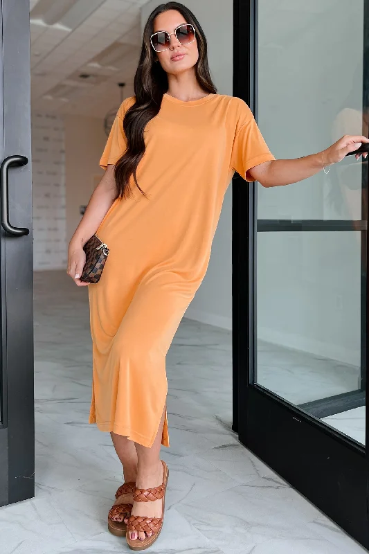 Jaylen T-Shirt Midi Dress (Orange)