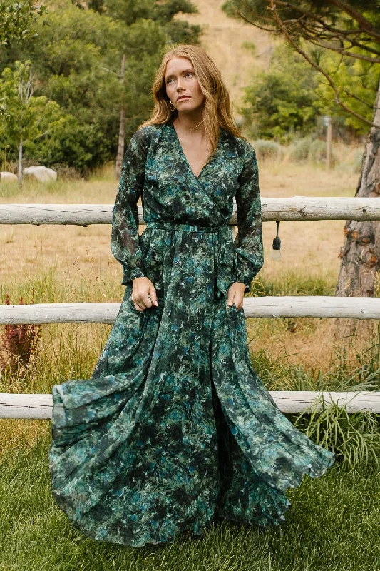 Laney Dress in Green Watercolor - FINAL SALE