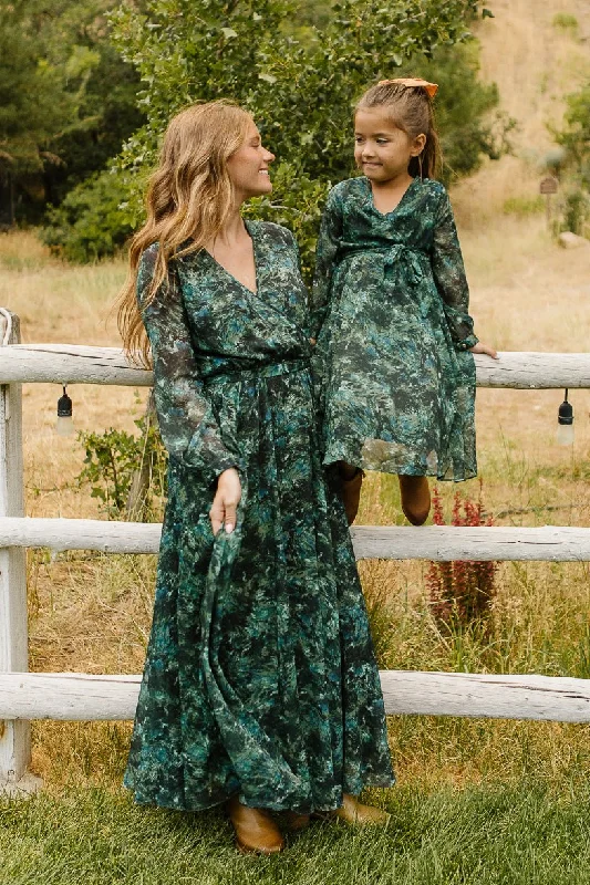 Laney Dress in Green Watercolor - FINAL SALE