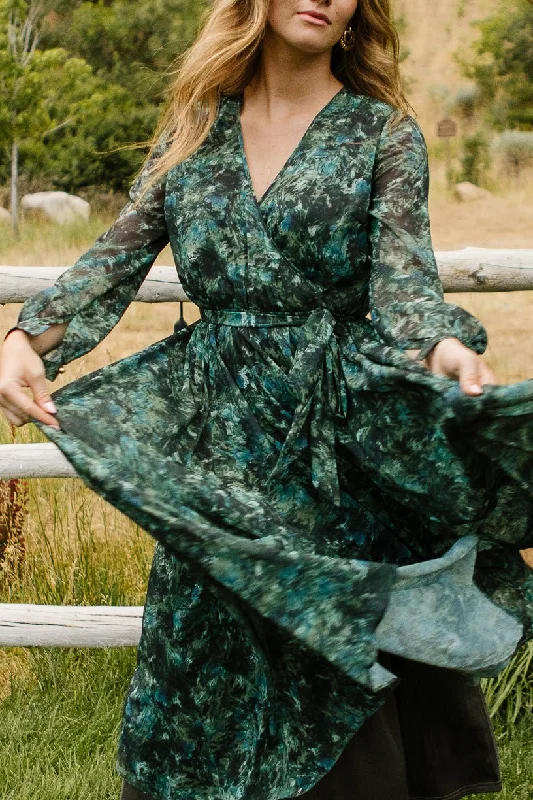 Laney Dress in Green Watercolor - FINAL SALE