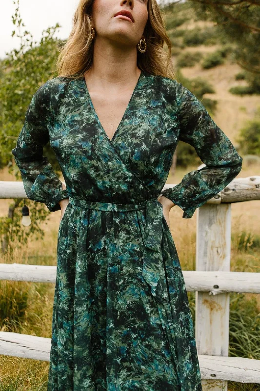 Laney Dress in Green Watercolor - FINAL SALE