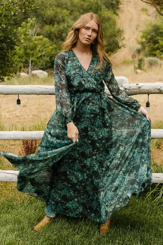 Laney Dress in Green Watercolor - FINAL SALE