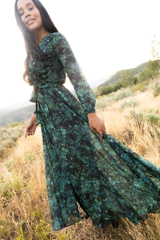 Laney Dress in Green Watercolor - FINAL SALE