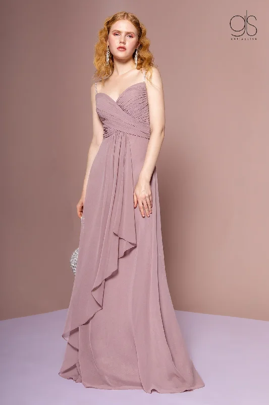 Long A-line Sleeveless Dress with Ruched Bodice by Elizabeth K GL2666