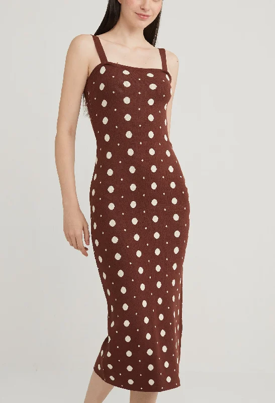 Polka Dot Knit Bodycon Dress