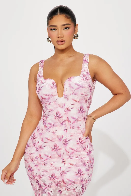 Sakura Mesh Maxi Dress - Pink/combo