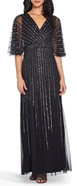 Sequin V-Neck Black Dress