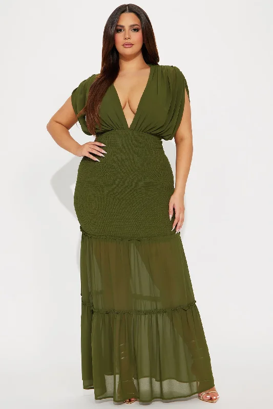 Sienna Chiffon Maxi Dress - Olive