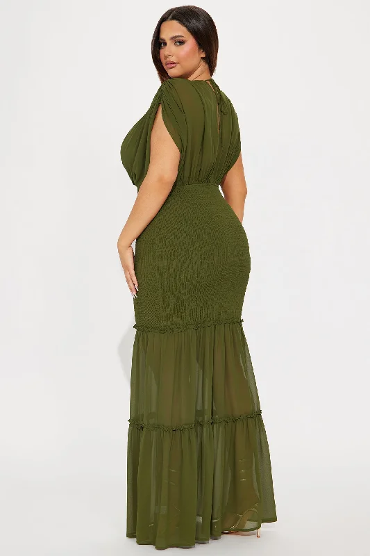 Sienna Chiffon Maxi Dress - Olive