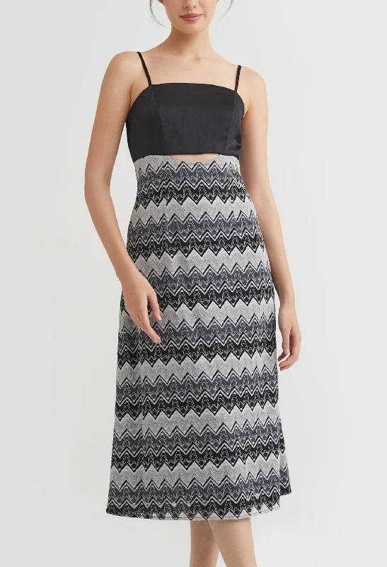 Tribal Patterned Sleeveless Midi Dress