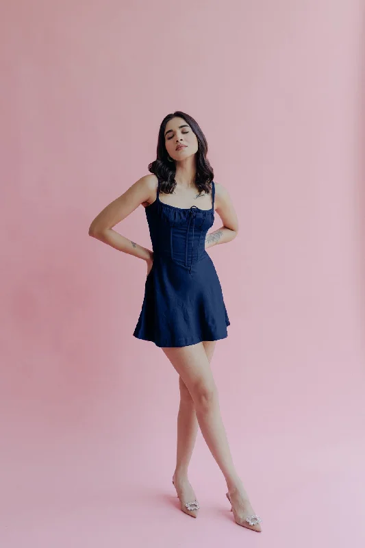 Ashley Navy Blue Corset Mini Dress