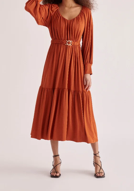 Belted V-Neck Dress