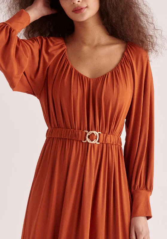 Belted V-Neck Dress