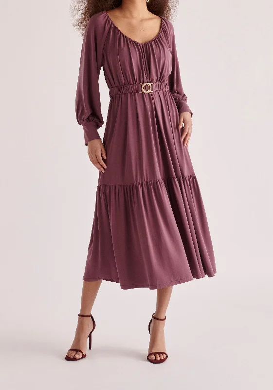 Belted V-Neck Dress