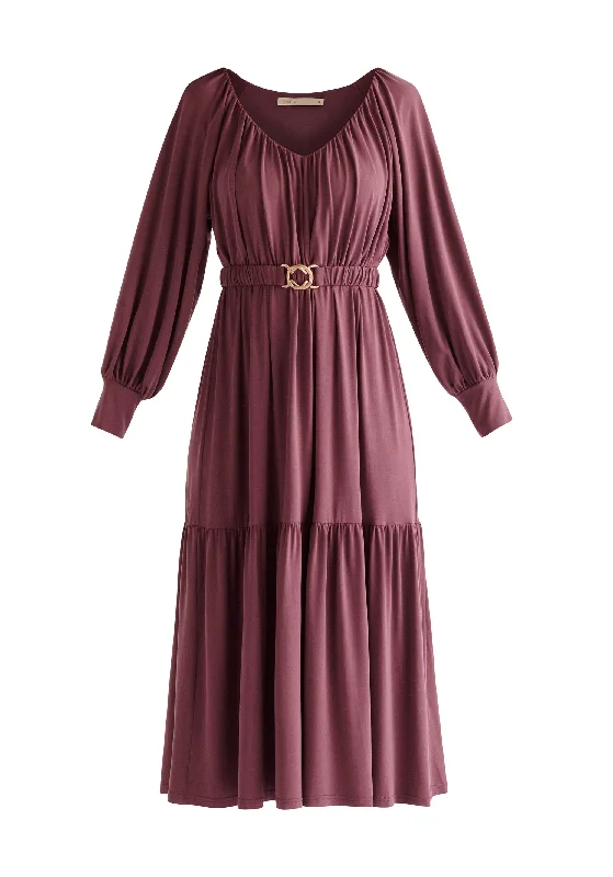 Belted V-Neck Dress