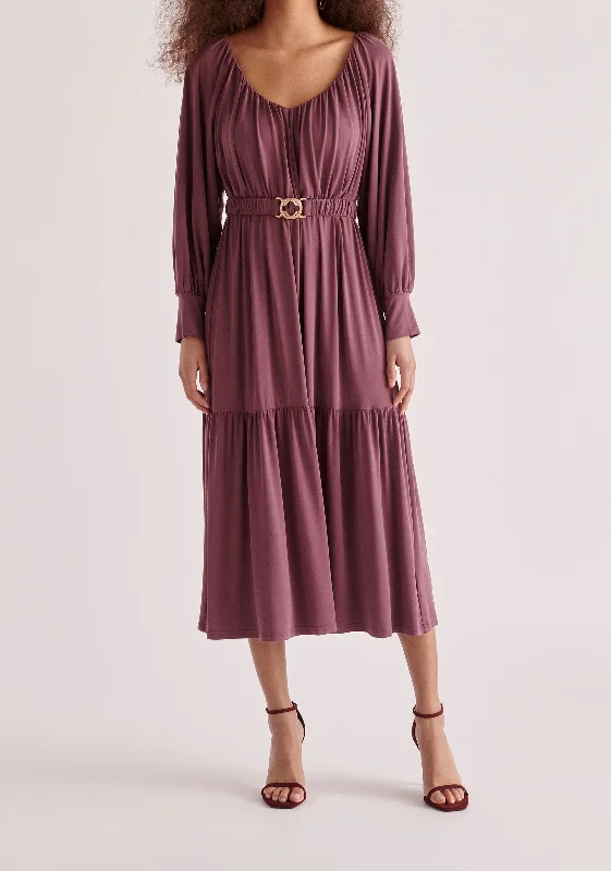 Belted V-Neck Dress