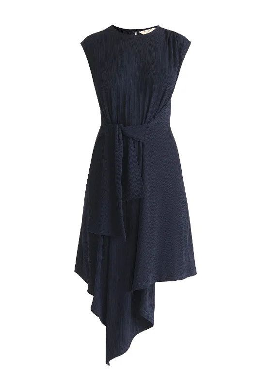 Ribbed Asymmetric Hem Dress