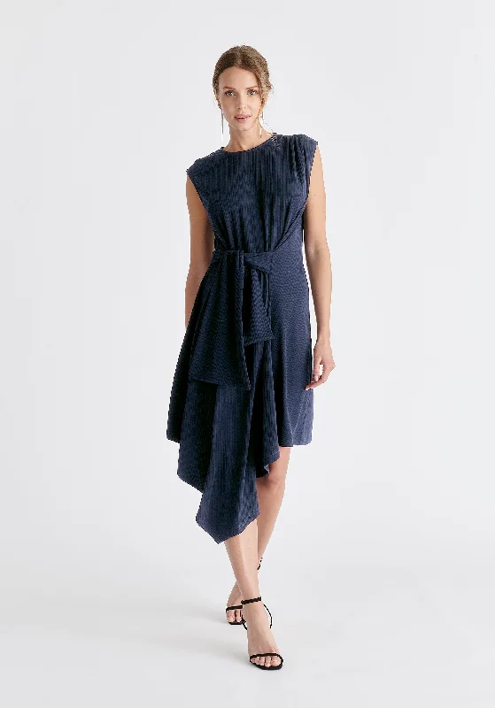 Ribbed Asymmetric Hem Dress